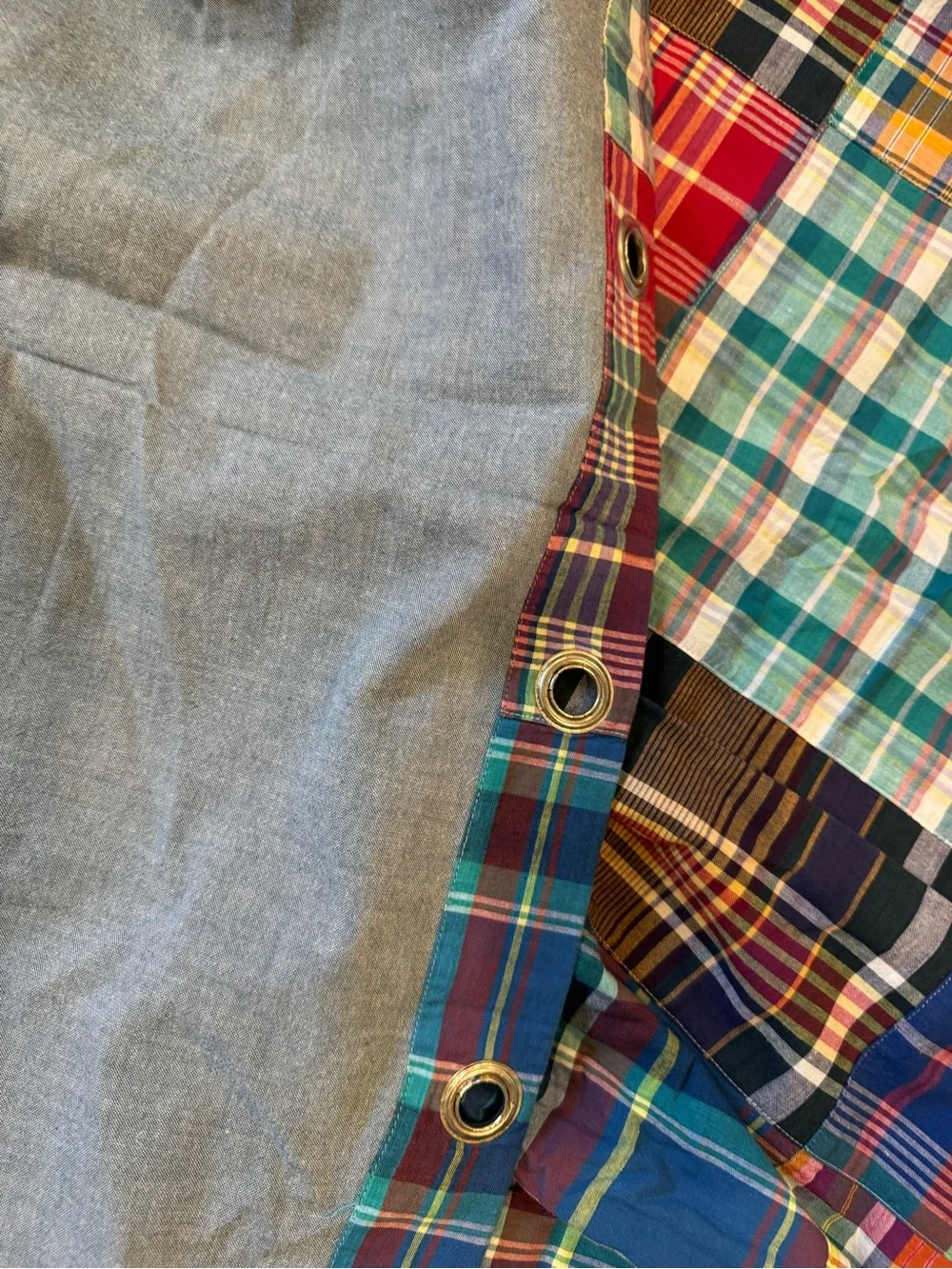 Vintage Ralph Lauren Home Madras Patchwork Plaid Cotton Shower Curtain